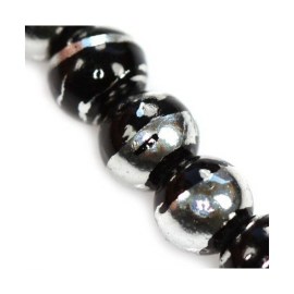 Μαύρες-ασημί γυάλινες 6mm(20 τεμ)