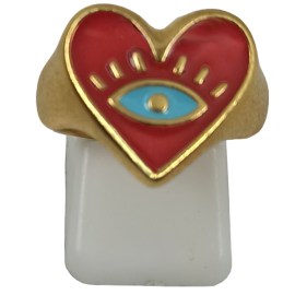 Δαχτυλίδι καρδιά 17mm με ethnic μάτι