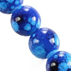 Γυάλινες μπλε με γαλάζιες σταγόνες 10mm(10 τεμ)