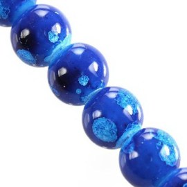 Γυάλινες μπλε με γαλάζιες σταγόνες 8mm(10 τεμ)