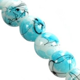 Γυάλινες λευκές με γαλάζιες  σταγόνες 4mm(5 gr)