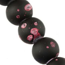 Γυάλινες μαύρες με ροζ σταγόνες(20 τεμ)