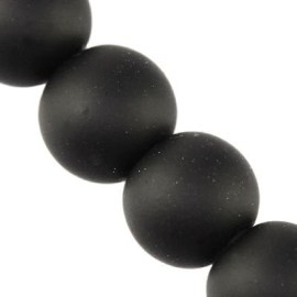 Γυάλινες μαύρες χάντρες 14mm με επικάλυψη καουτσούκ(10 τεμ.)