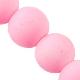 Γυάλινες ροζ χάντρες 14mm με επικάλυψη καουτσούκ(10 τεμ.)