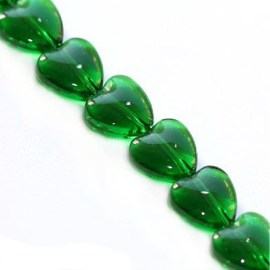 Καρδιές πράσινες γυάλινες 6mm(10 τεμ)