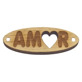 Ξύλινη ταυτότητα "Amor" οβάλ 4x1cm