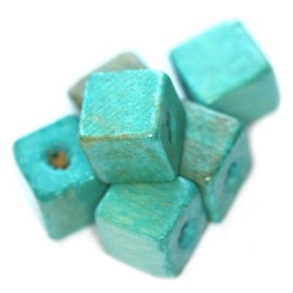 Ξύλινες γαλάζιες κύβος 12mm(10τεμ)