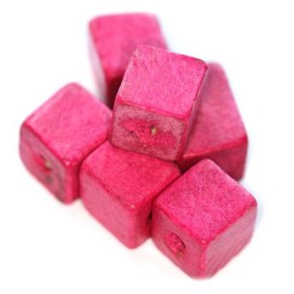 Ξύλινες ροζ κύβος 12mm(10 τεμ)