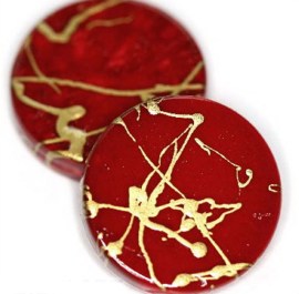 Πλαστικές κέρμα κόκκινο-χρυσό 18mm(10 τεμ_