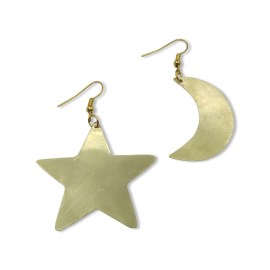 Σκουλαρίκια αστέρι-φεγγάρι από φύλλο ορείχαλκου.